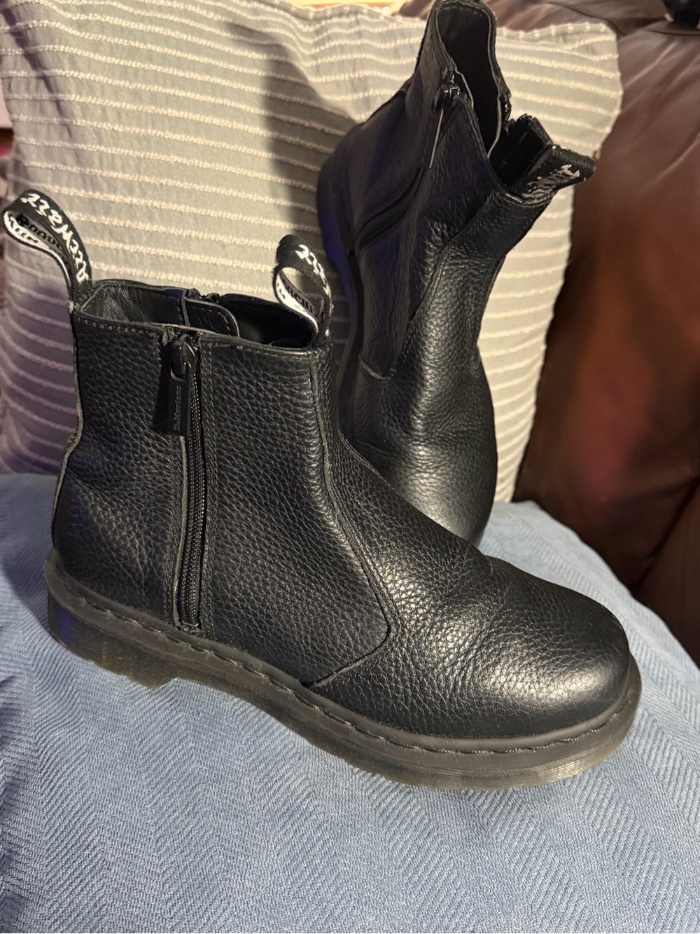 Dr. Martens Chelsea Black Leather Chukka Boots with Zippers